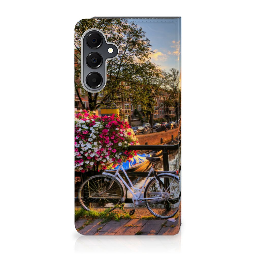 Samsung Galaxy A16 5G/4G Book Cover Amsterdamse Grachten fiets bloemen uitzicht