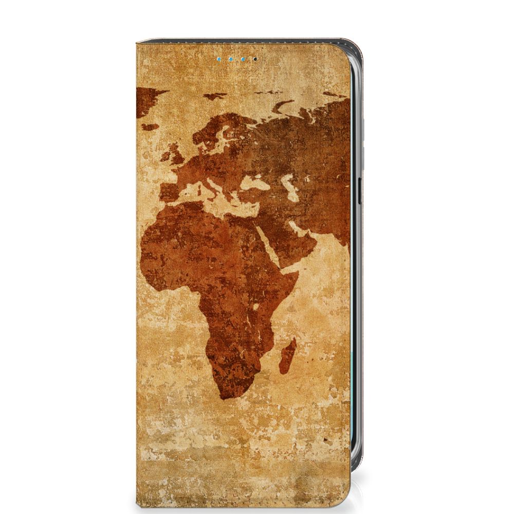 Samsung Galaxy A16 5G/4G Book Cover Wereldkaart wereldkaart bruin voorkant