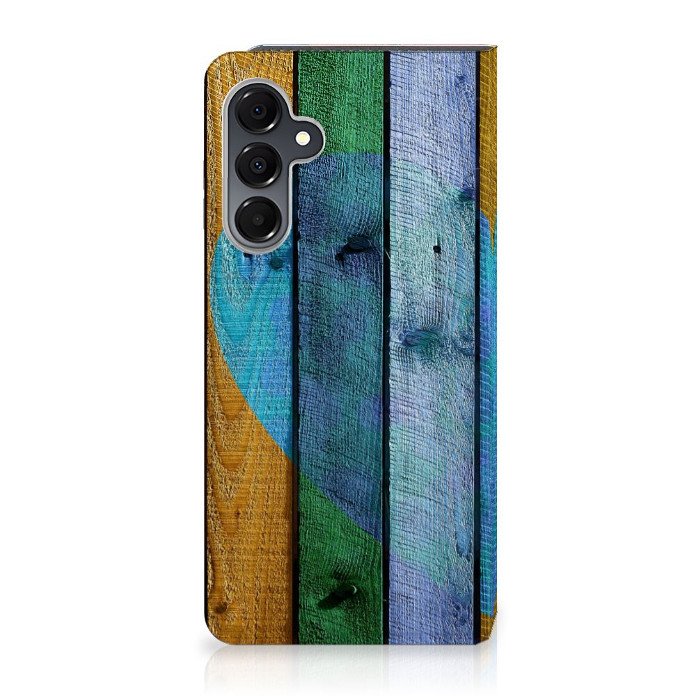 Samsung Galaxy A16 5G/4G Book Wallet Case Wood Heart design colorful wood heart view