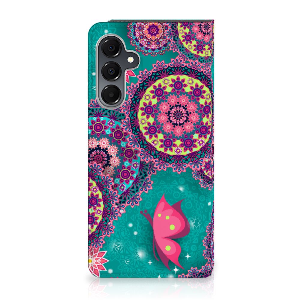 Samsung Galaxy A16 5G/4G Bookcase Cirkels en Vlinders design cirkels vlinders achterzijde