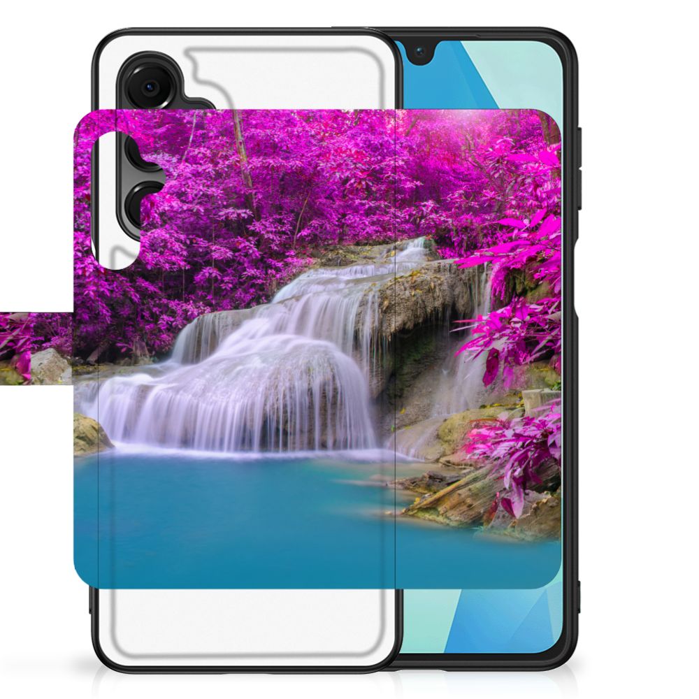 Samsung Galaxy A16 5G/4G Dierenprint Telefoonhoesje Bird Flowers waterval bloemen voorkant