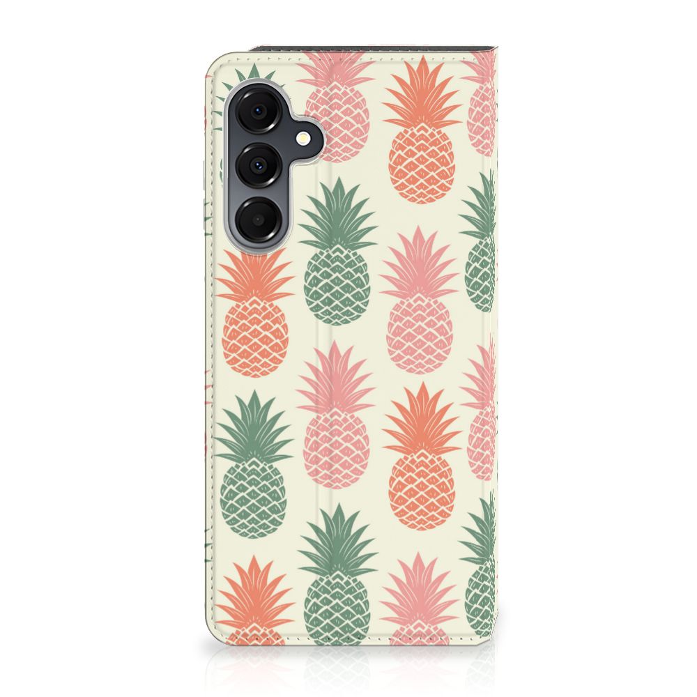 Samsung Galaxy A16 5G/4G Flip Style Cover Ananas design ananas print voorkant