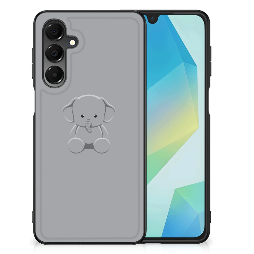Samsung Galaxy A16 5G/4G Hoesje Grijs Baby Olifant achterkant grijs olifant illustratie