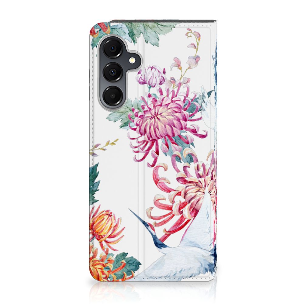 Samsung Galaxy A16 5G/4G Hoesje maken Bird Flowers bloemen ooievaars design