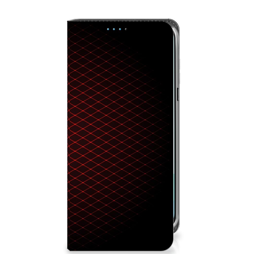 Samsung Galaxy A16 5G/4G Hoesje met Magneet Geruit Rood voorkant design geruit zwart