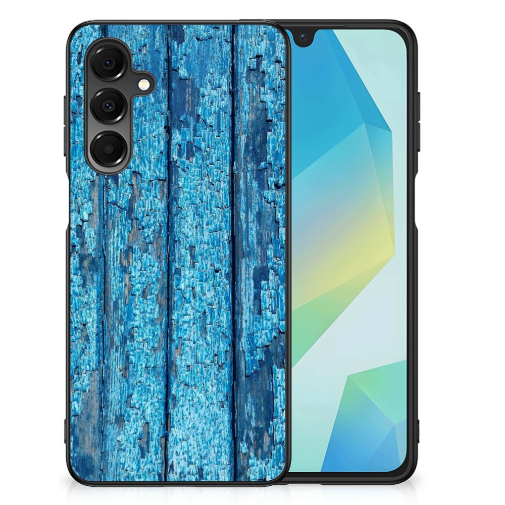 Samsung Galaxy A16 5G/4G Houten Print Telefoonhoesje Wood Blue voorkant houtprint