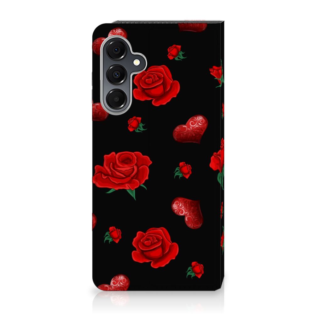 Samsung Galaxy A16 5G/4G Magnet Case Valentine rozen hartjes zwart