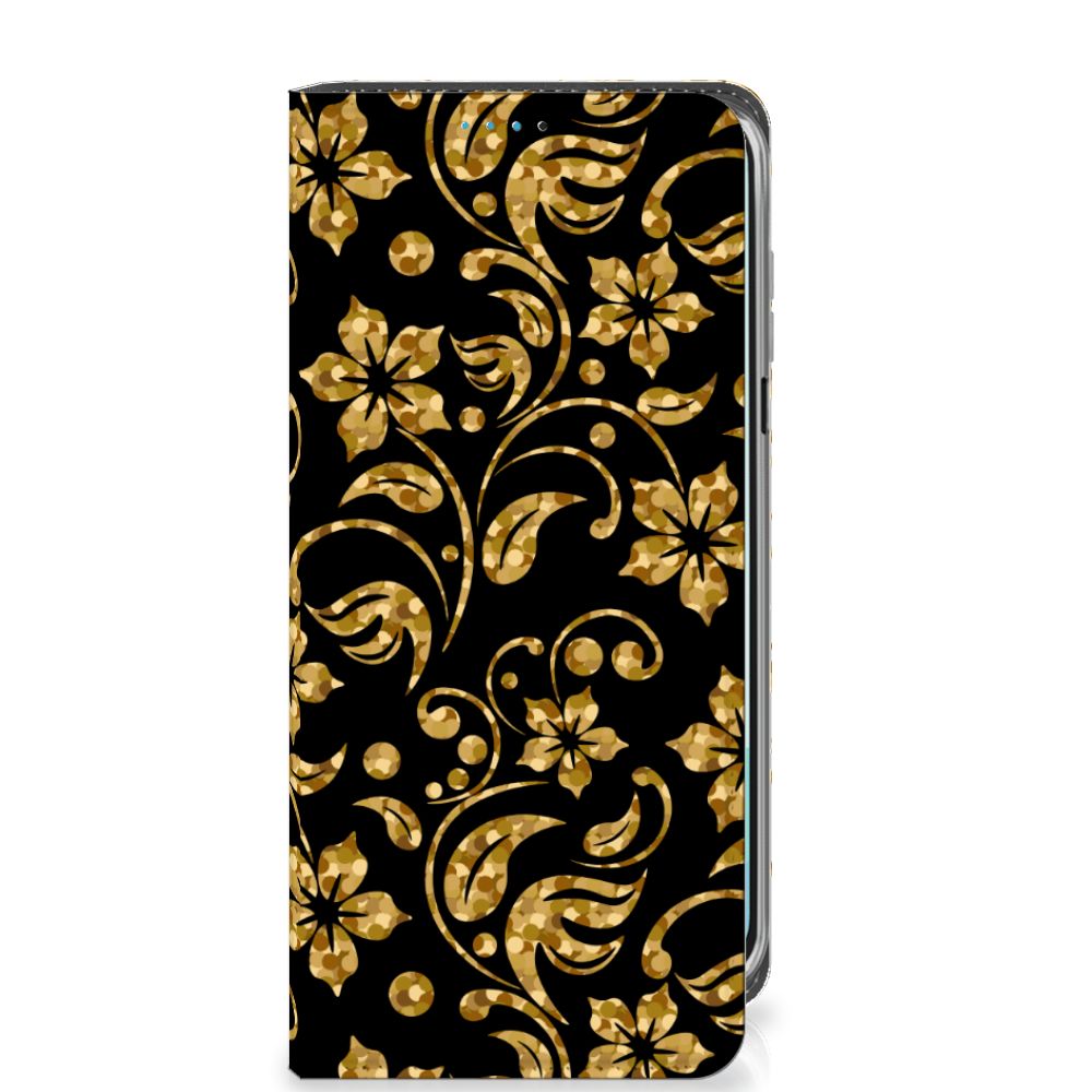 Samsung Galaxy A16 5G/4G Smart Cover Gouden Bloemen design voorkant