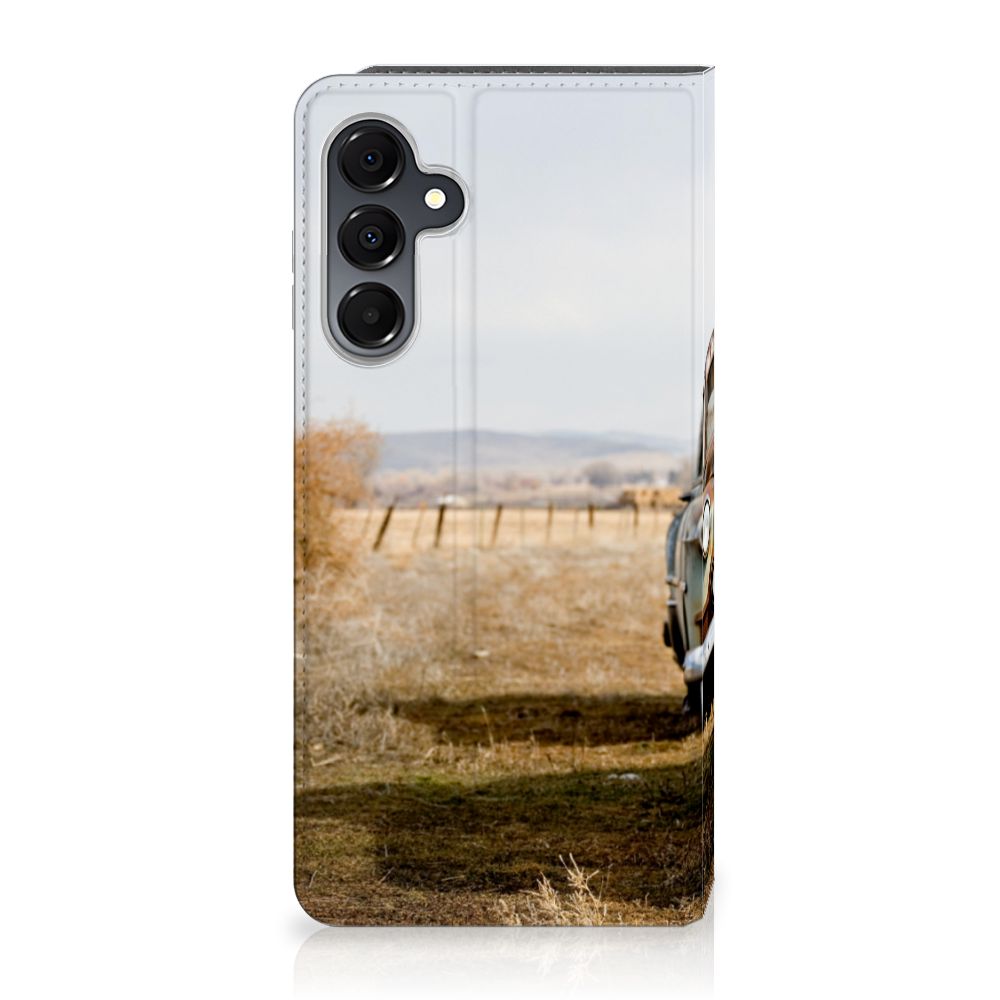 Samsung Galaxy A16 5G/4G Stand Case Vintage Auto boekhoesje vintage auto zijaanzicht
