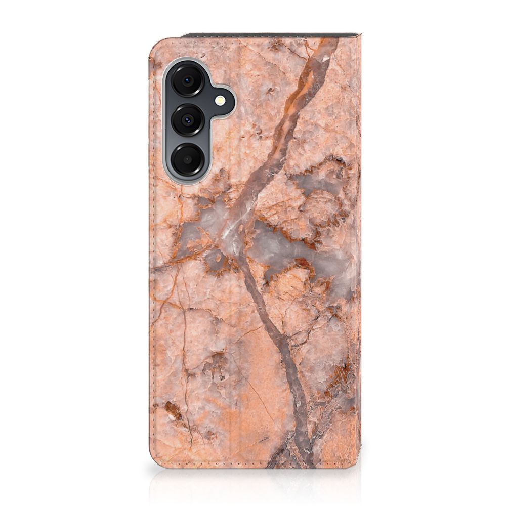 Samsung Galaxy A16 5G/4G Standcase Marmer Oranje design roze marmer achterkant