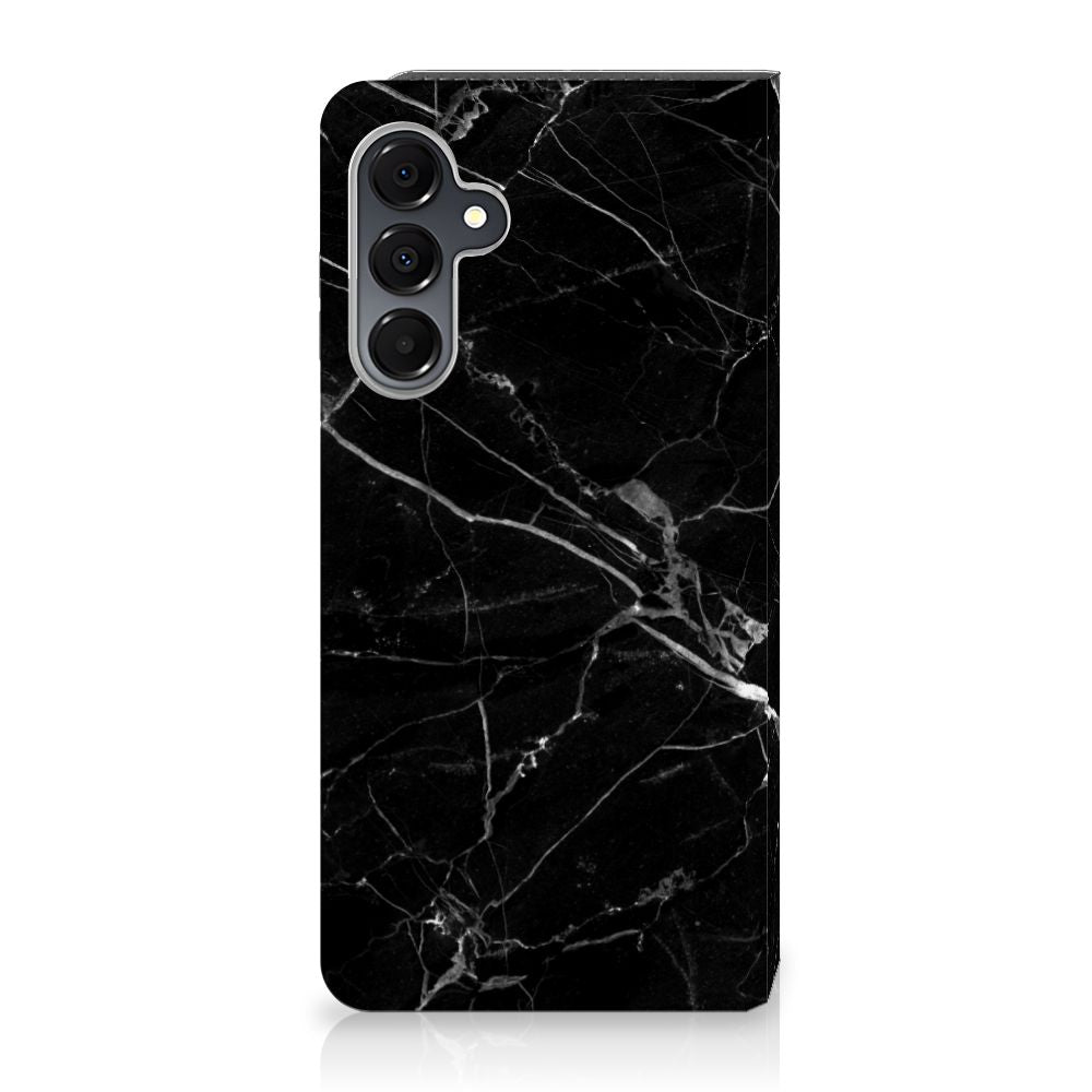 Samsung Galaxy A16 5G/4G Standcase Marmer Zwart design zwart aanzicht
