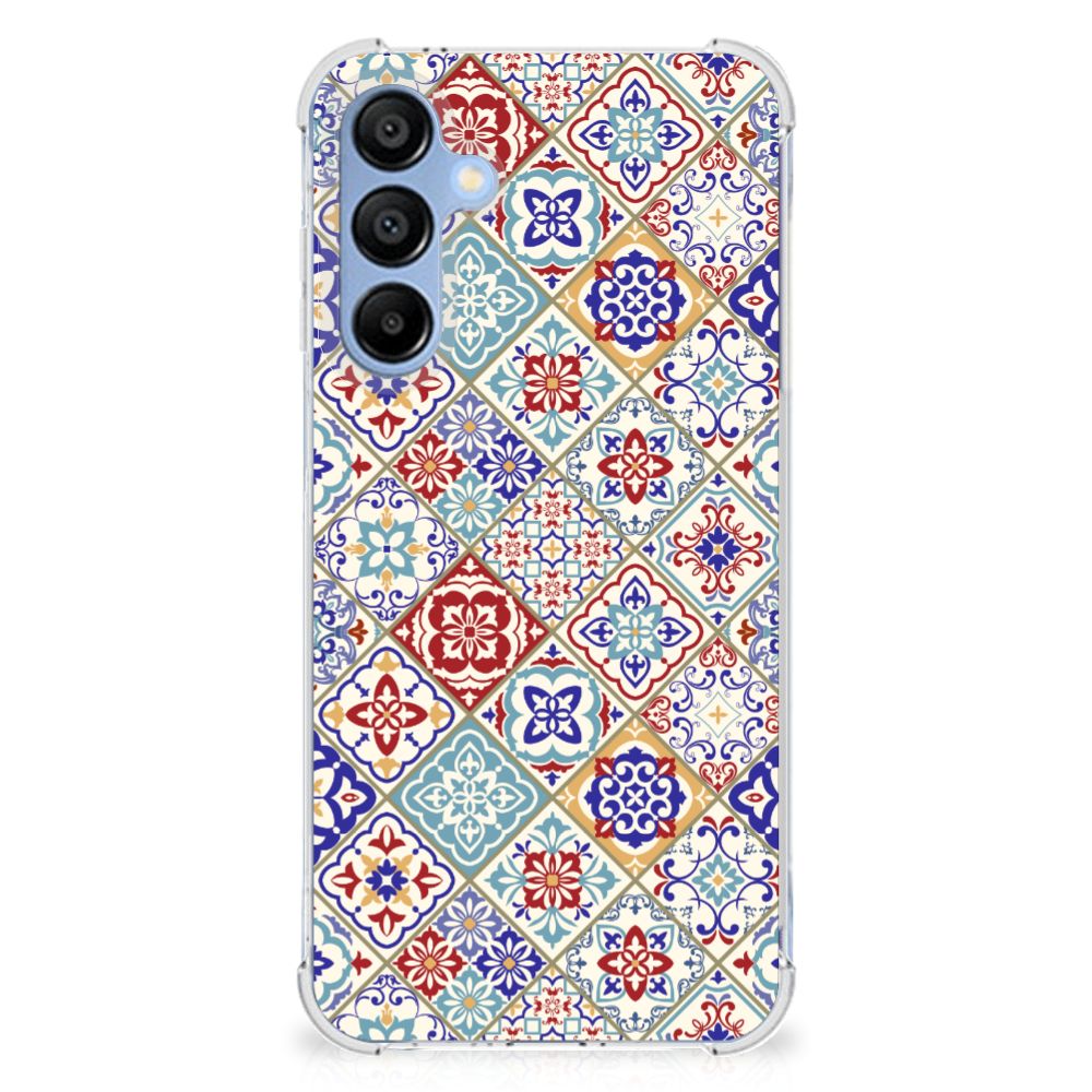 Samsung Galaxy A16 Anti-Shock Hoesje Tiles Color achterzijde design bloemen