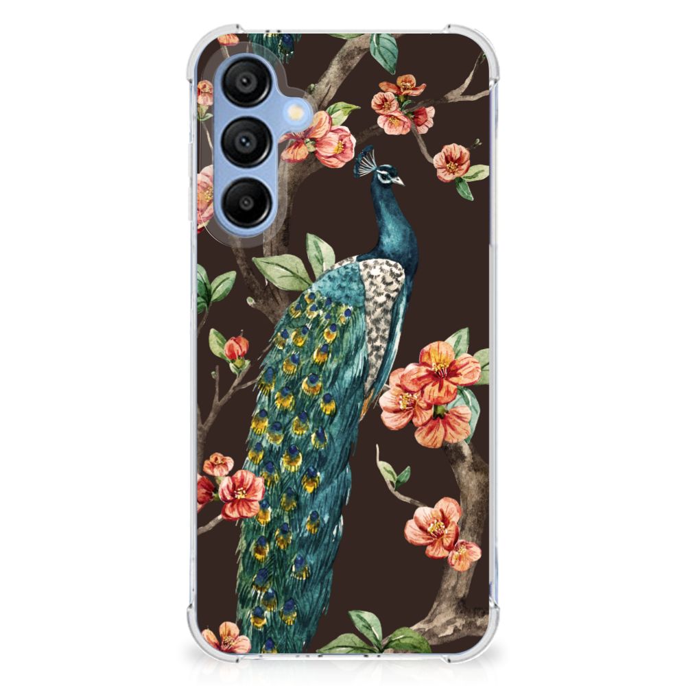 Samsung Galaxy A16 Case Anti-shock Pauw met Bloemen smartphonehoesje pauw bloemen design