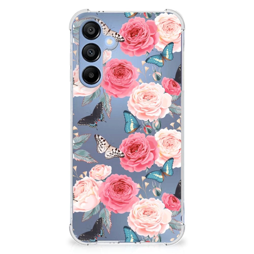 Samsung Galaxy A16 Case Butterfly Roses bloemen vlinders achterkant