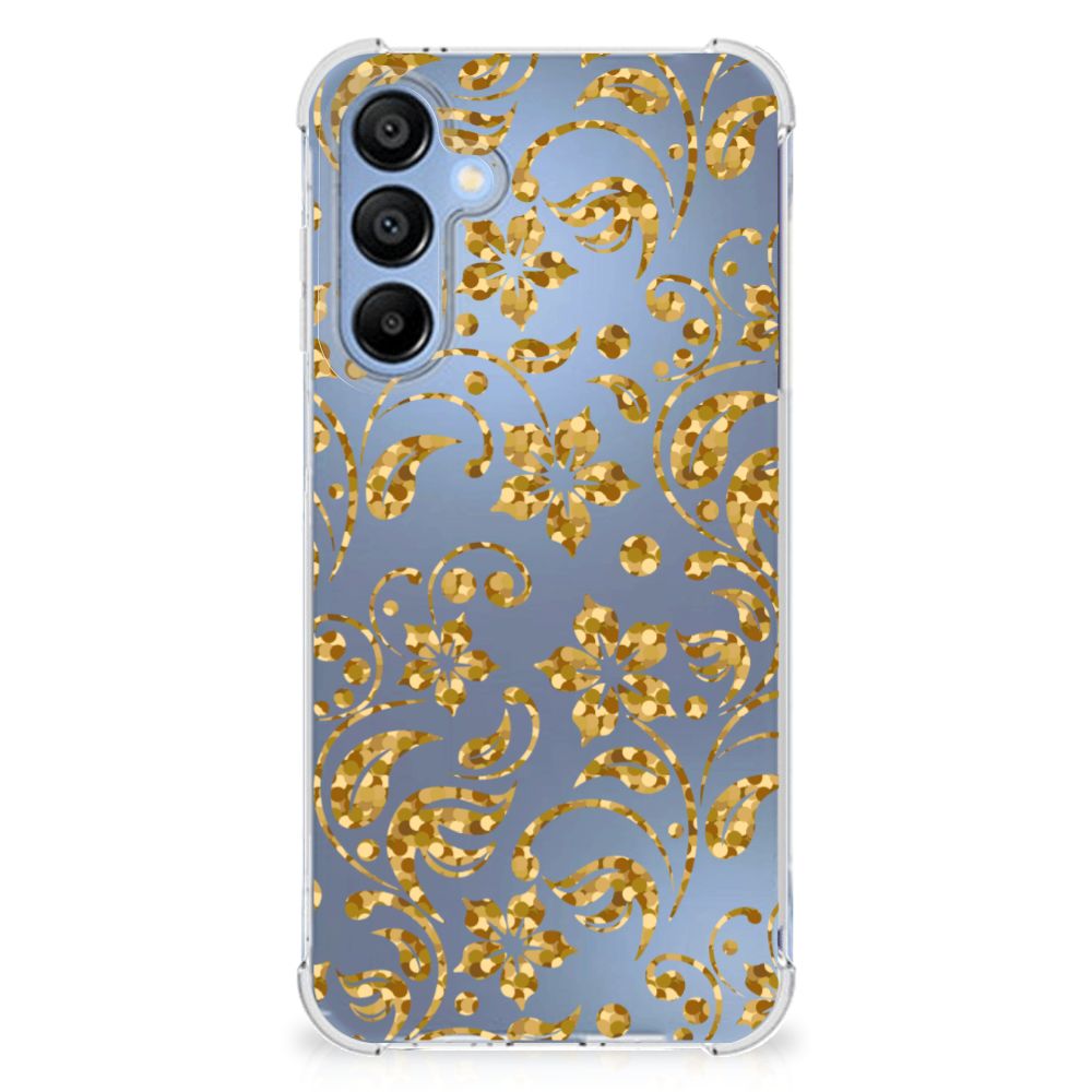 Samsung Galaxy A16 Case Gouden Bloemen back view design golden flowers