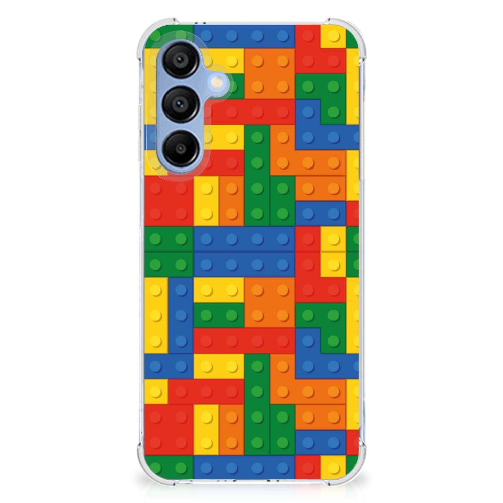 Samsung Galaxy A16 Doorzichtige Silicone Hoesje Blokken achterkant kleurrijk blokken patroon