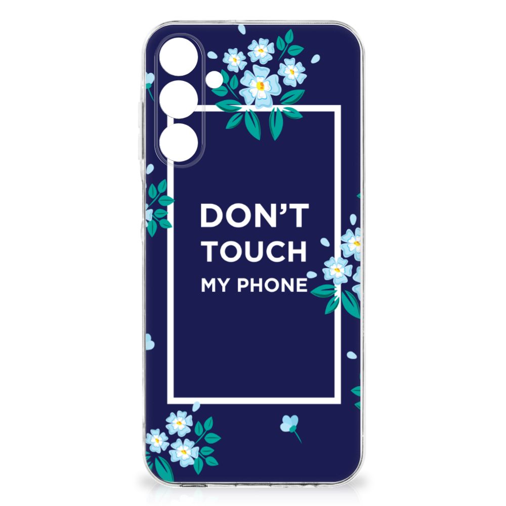 Samsung Galaxy A16 Silicone-hoesje Flowers Blue DTMP bloemen donkerblauw achterkant
