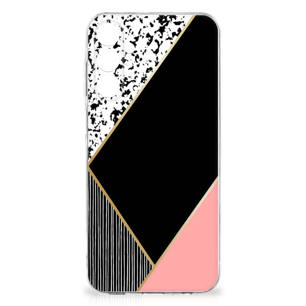 Samsung Galaxy A16 TPU Hoesje Zwart Roze Vormen design achterkant