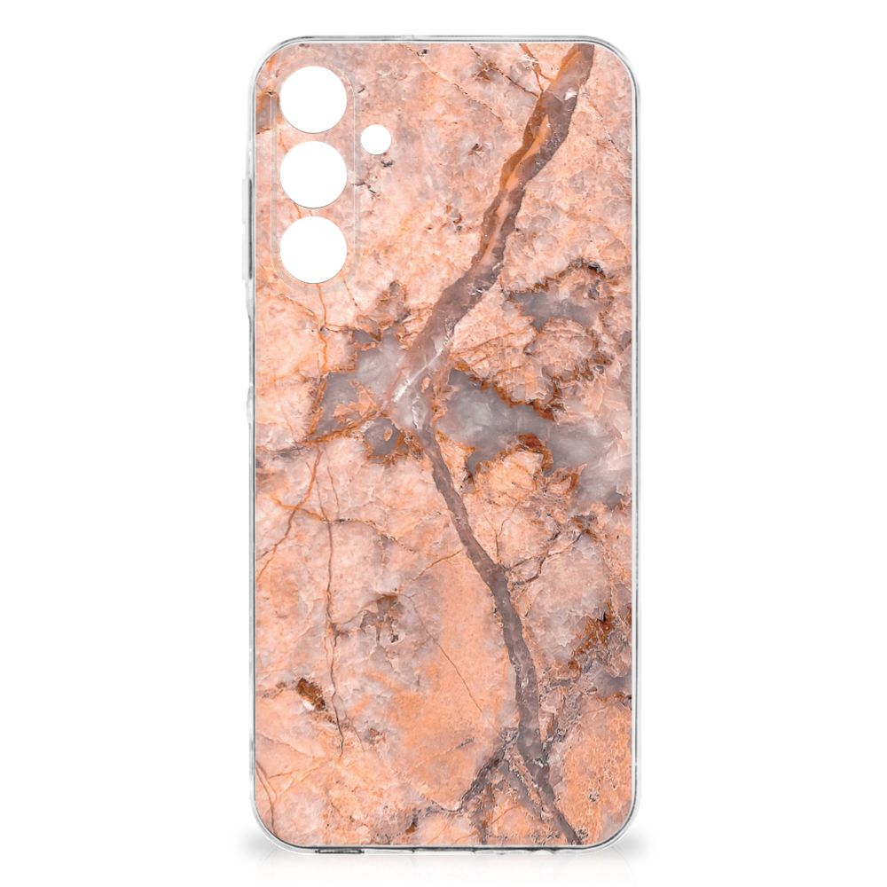 Samsung Galaxy A16 TPU Siliconen Hoesje Marmer Oranje achterkant