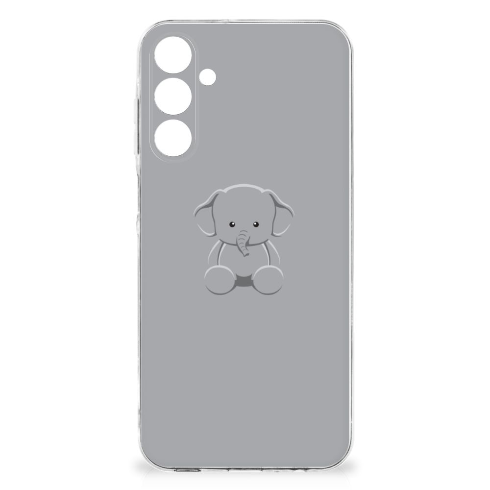 Samsung Galaxy A16 Telefoonhoesje met Naam Grijs Baby Olifant achterzijde olifant ontwerp