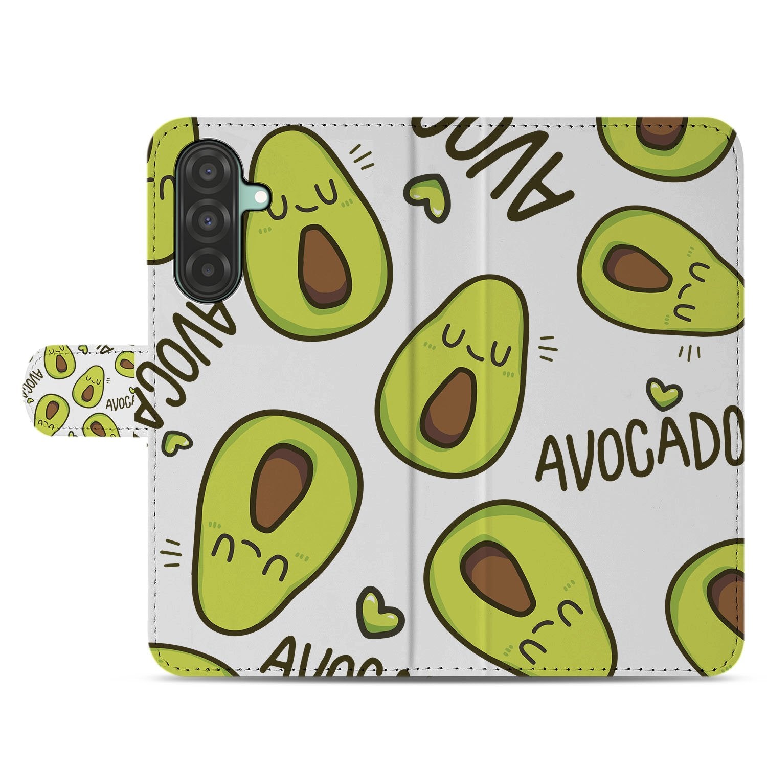 Samsung Galaxy A17 Avocado Hoesje Groen Met 3 Pasjes TPU avocado design bookcase voorkant