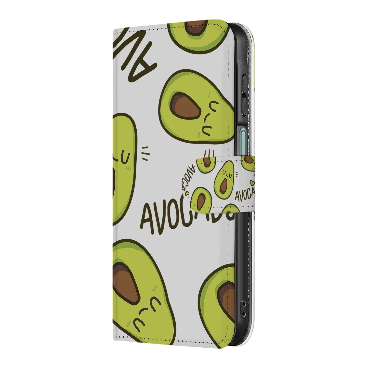 Samsung Galaxy A17 Avocado Hoesje Groen Met 3 Pasjes TPU avocado design bookcase aanzicht