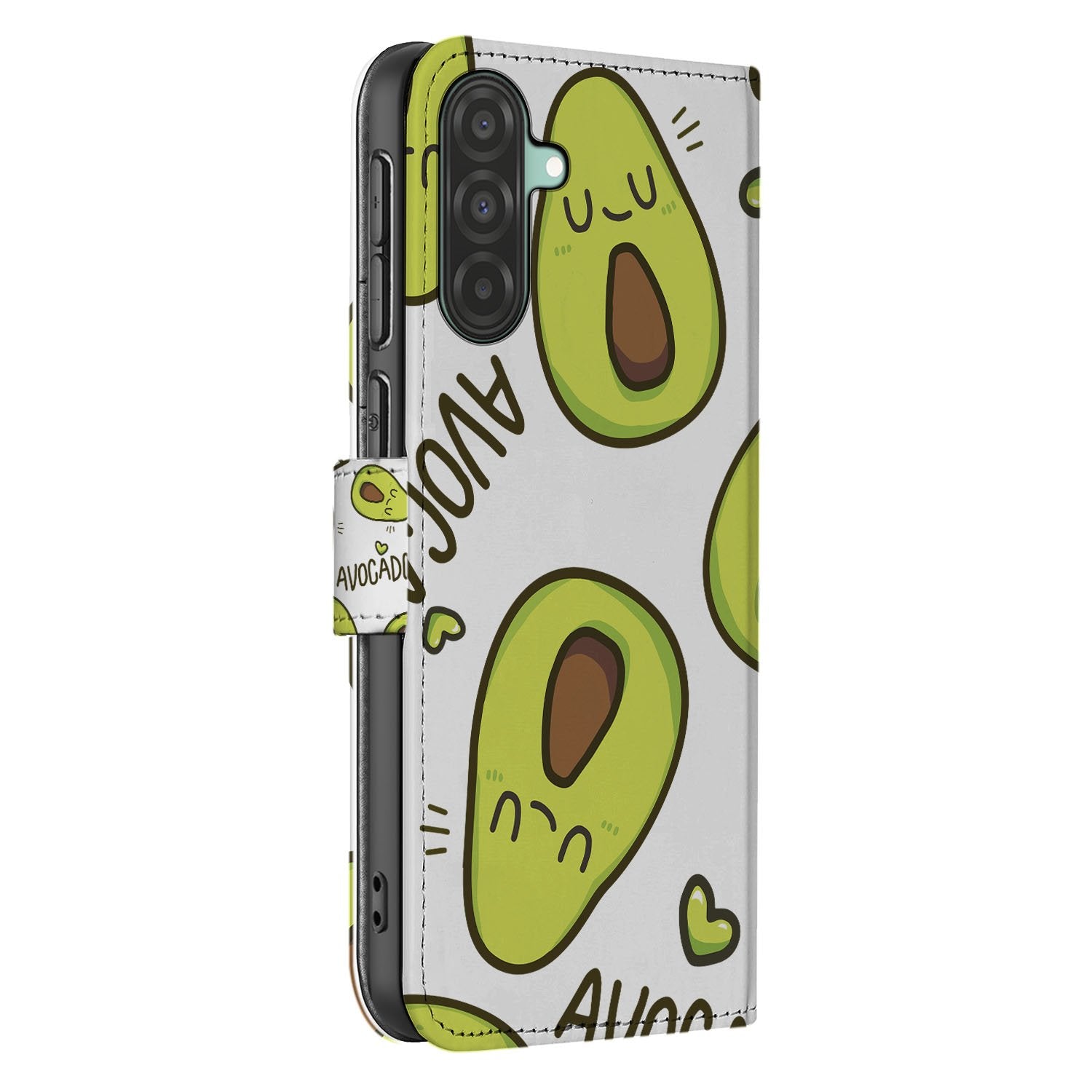 Samsung Galaxy A17 Avocado Hoesje Groen Met 3 Pasjes TPU boekcase avocado design zijkant