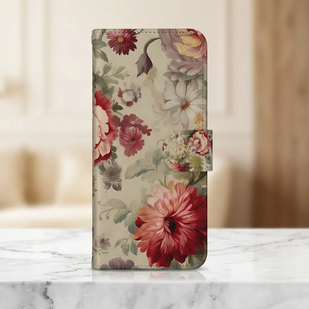 Samsung Galaxy A17 Bloemen Portemonnee Hoesje PU Leer 3 Pasjes boekhoesje bloemenprint handsfree achterkant