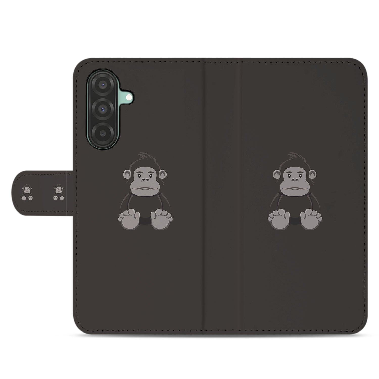 Samsung Galaxy A17 Boekhoes Flip Case Met Pasjes Gorilla Design voorzijde gorilla ontwerp zwart