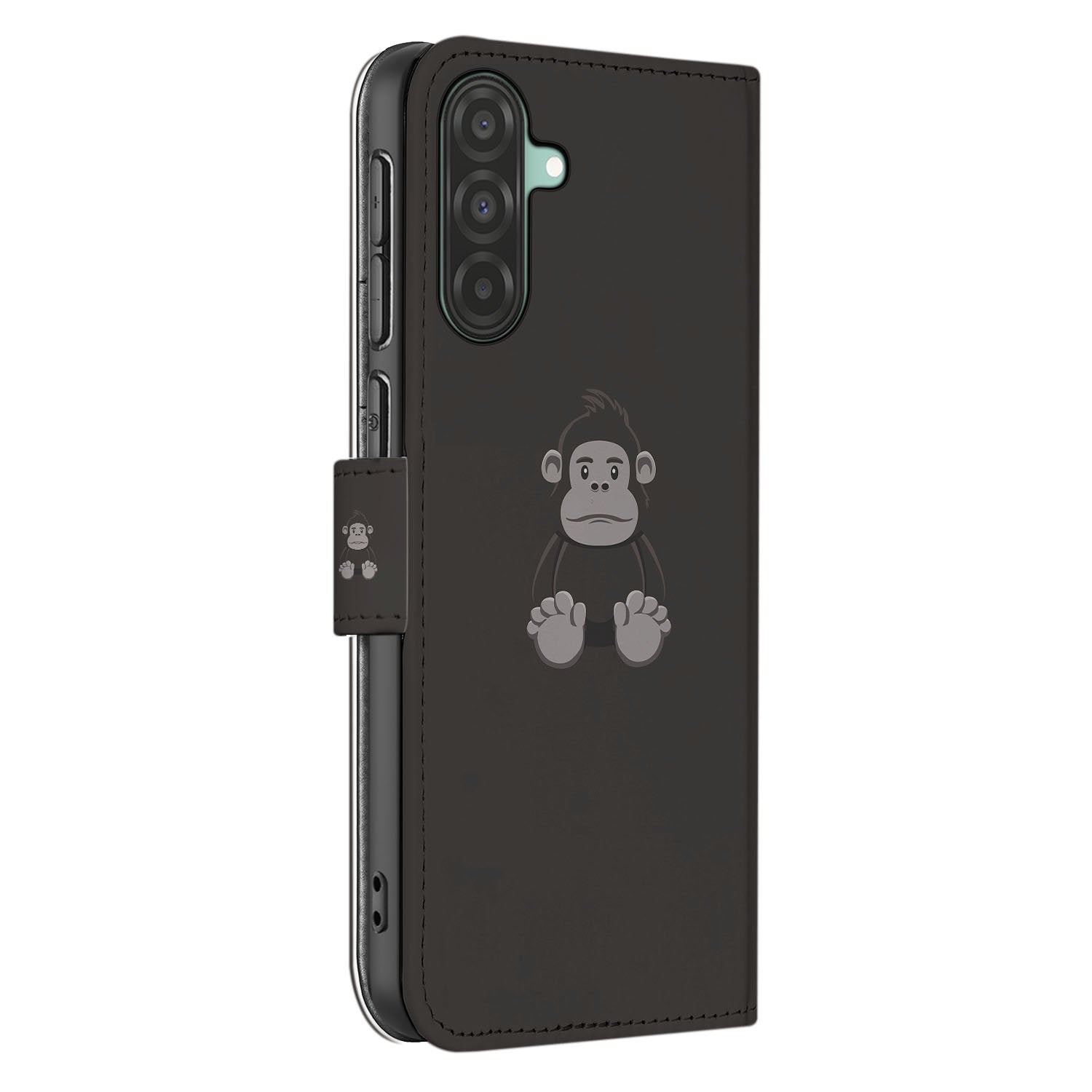 Samsung Galaxy A17 Boekhoes Flip Case Met Pasjes Gorilla Design zwart zijaanzicht