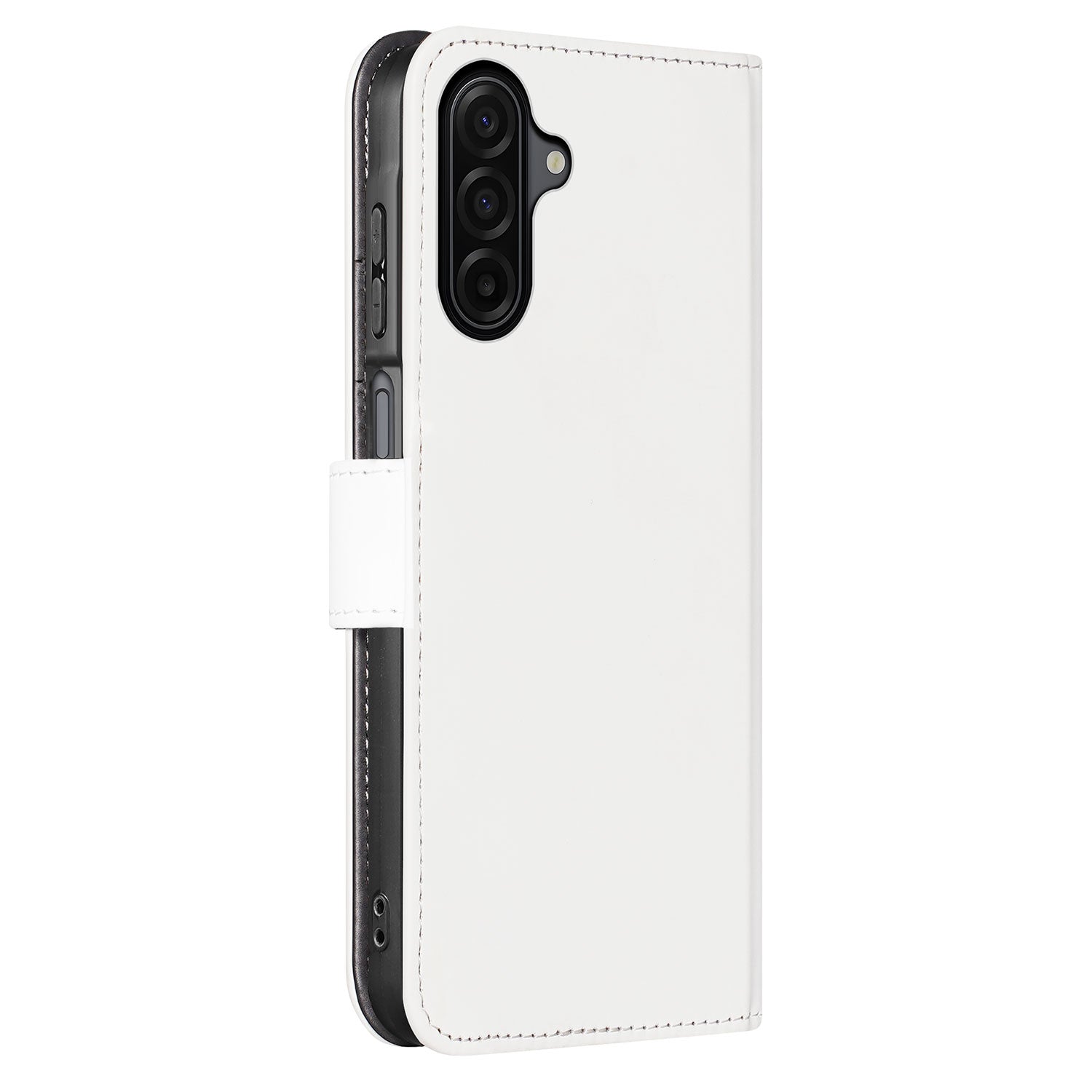 Samsung Galaxy A17 Boekhoes Met Pasjeshouder Kunstleer Wit zijaanzicht