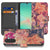 Samsung Galaxy A17 Boekhoesje Bloemen Met 3 Pasjes Roze Oranje Paars design bloemenprint aanzicht