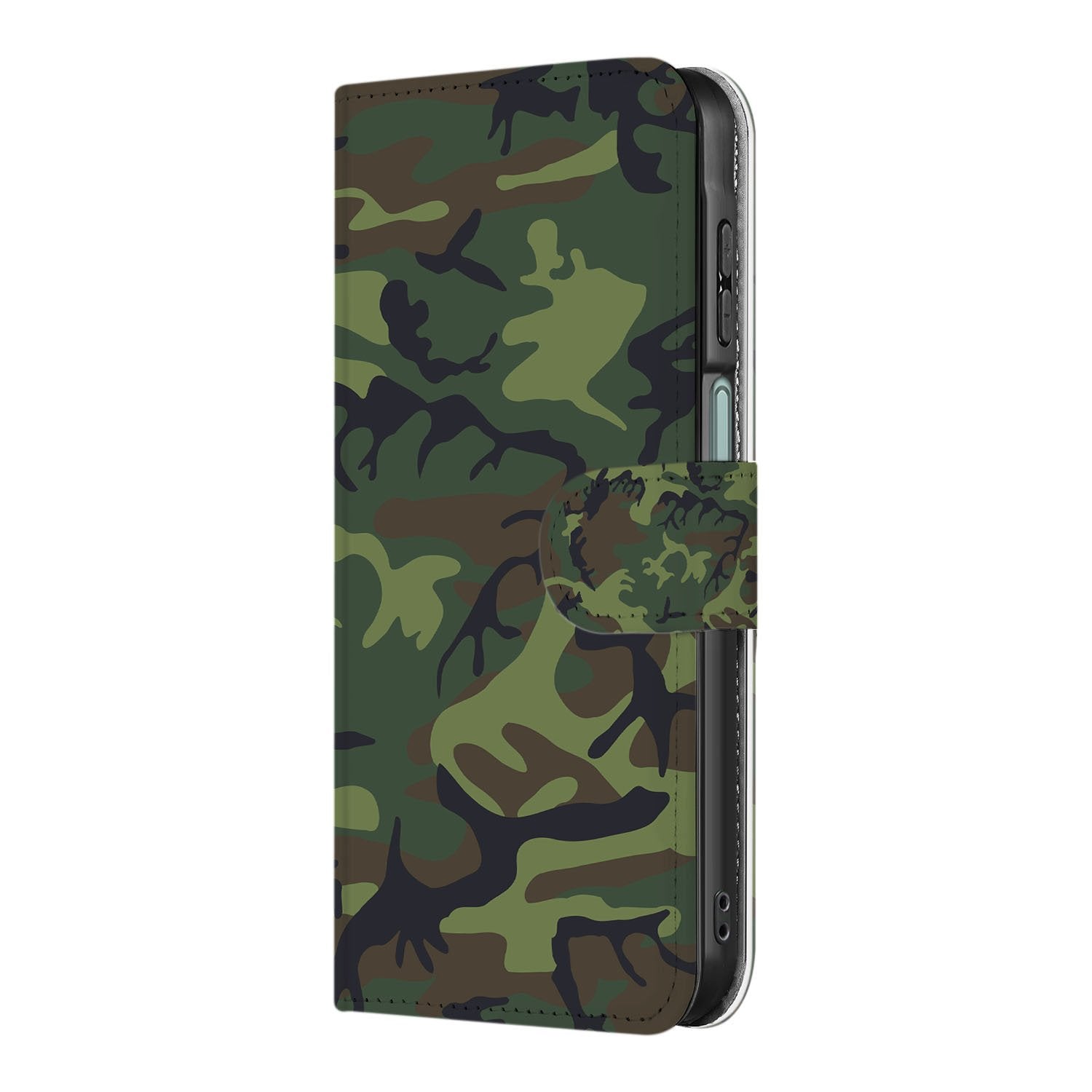 Samsung Galaxy A17 Boekhoesje Camouflage Army Dark Met Pasjes design camouflage aanzicht