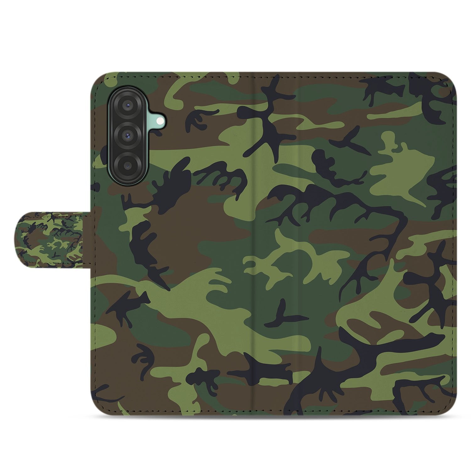 Samsung Galaxy A17 Boekhoesje Camouflage Army Dark Met Pasjes