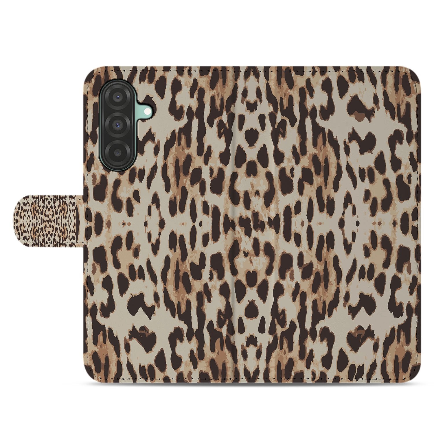 Samsung Galaxy A17 Boekhoesje Met Pasjes Leopard Magnetisch boekhoesje leopard design achterkant