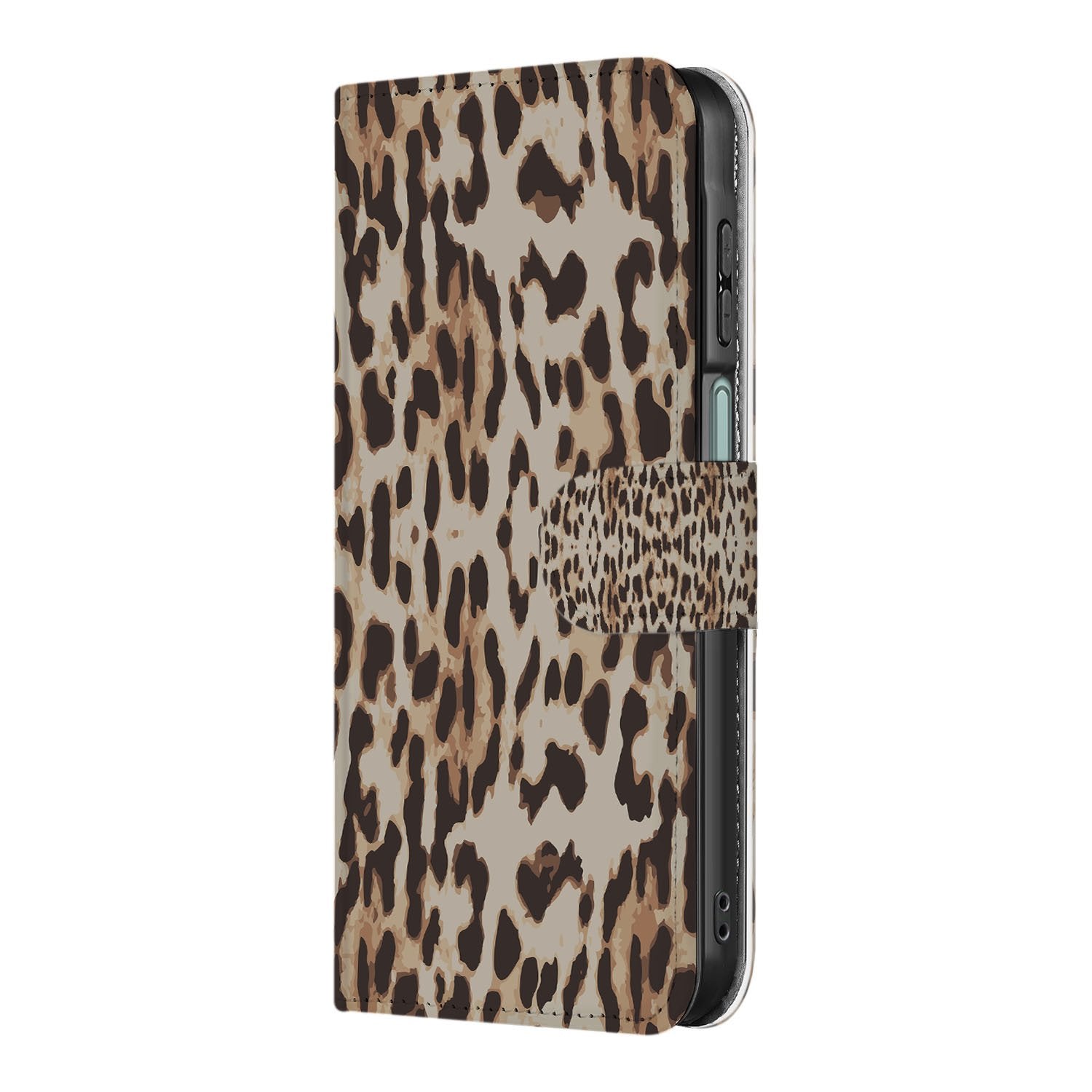 Samsung Galaxy A17 Boekhoesje Met Pasjes Leopard Magnetisch boekhoesje leopard aanzicht