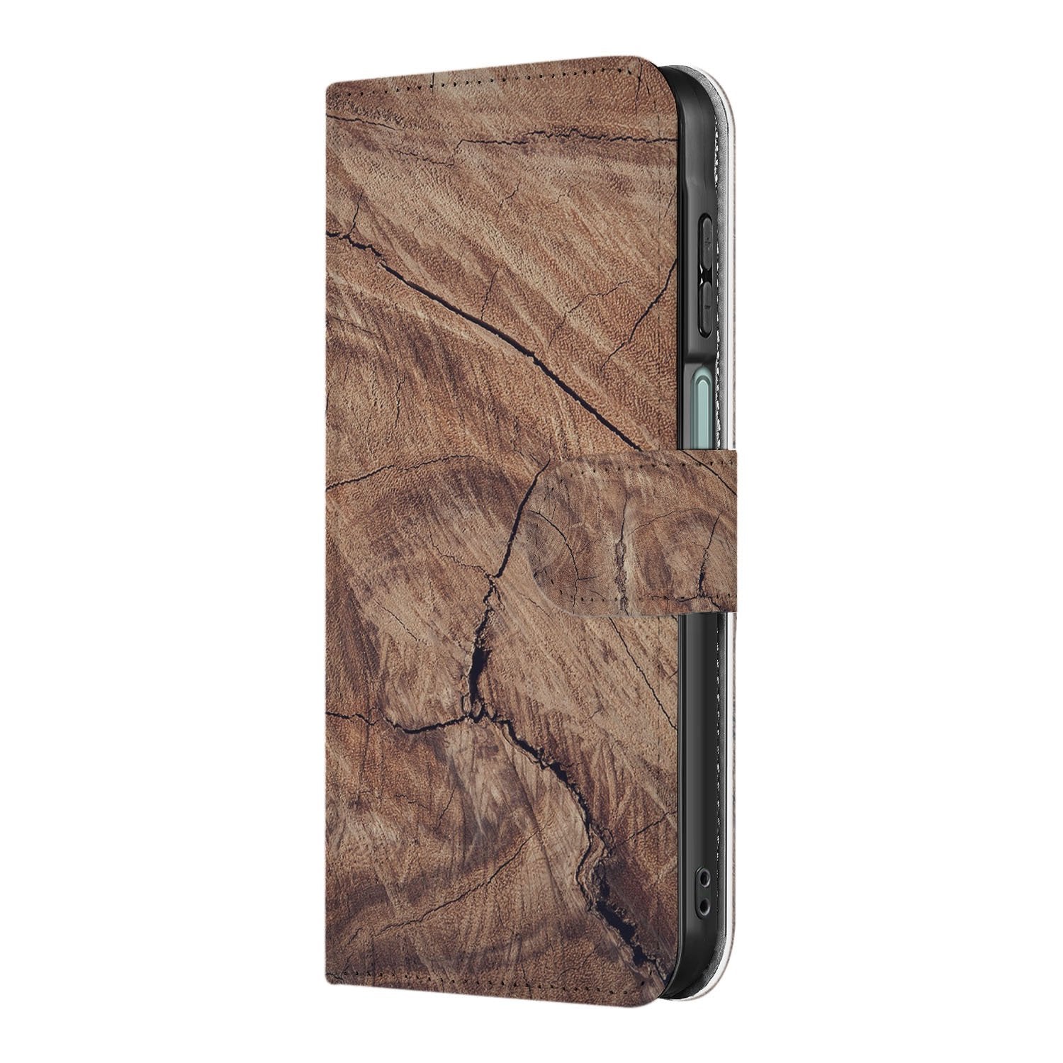 Samsung Galaxy A17 Book Style Case Tree Trunk boekhoesje boomschors grijs bruin zijkant