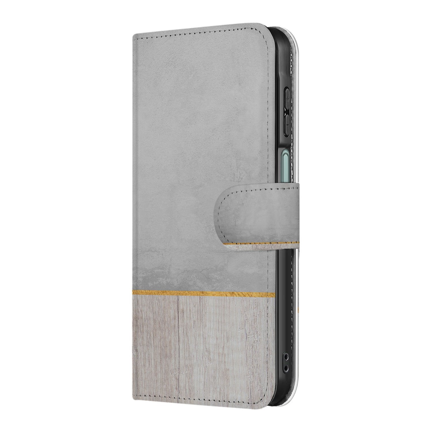 Samsung Galaxy A17 Book Style Case Wood Concrete boekhoesje grijs houtbeton