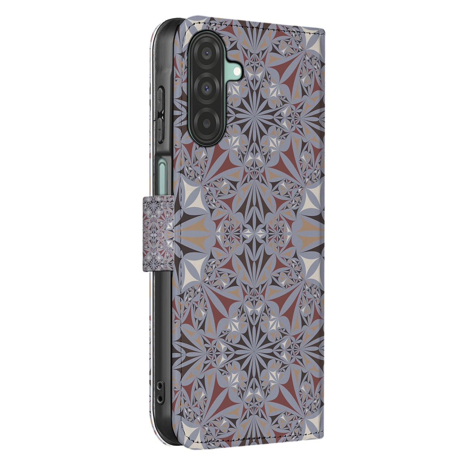 Samsung Galaxy A17 Bookcase Flower Tiles boekhoesje flower tiles zijkant