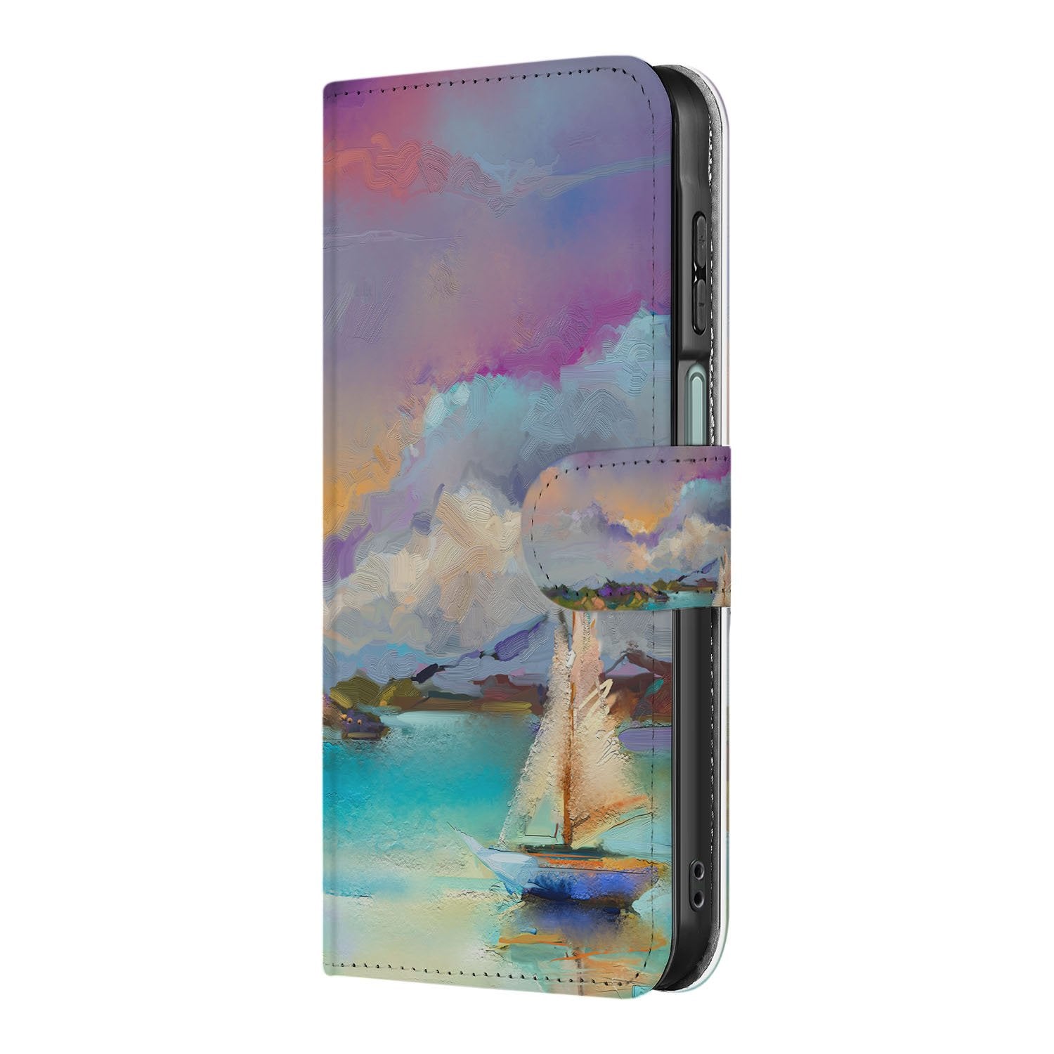 Samsung Galaxy A17 Bookcase Hoes Kunstleer Paars Blauw Groen boekcase hoesje kunstleer bootdesign aanzicht