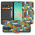 Samsung Galaxy A17 Bookcase Hoesje Funky Retro Pasjes Kunstleer geometrisch patroon kleurrijk design aanzicht