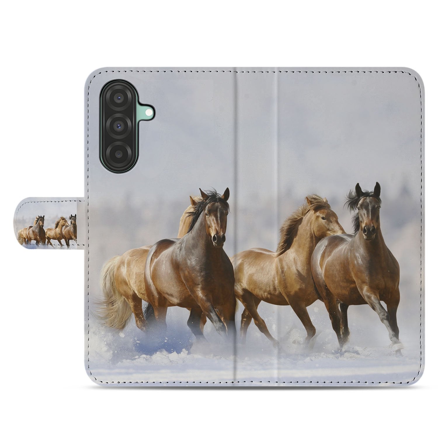 Samsung Galaxy A17 Bookcase Hoesje Met Pasjes En Magneetsluiting Paarden paardenmotief voorkant