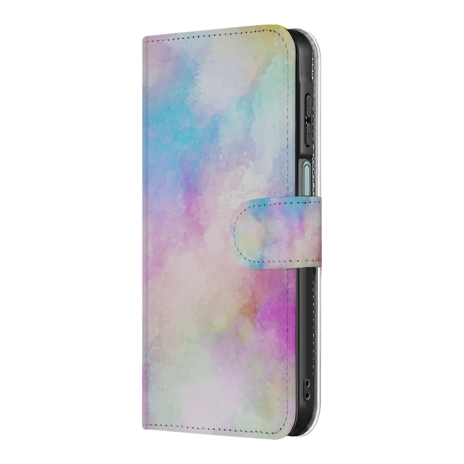 Samsung Galaxy A17 Bookcase Hoesje Met Pasjeshouder Watercolor Light ontwerp pastel waterverf zijaanzicht