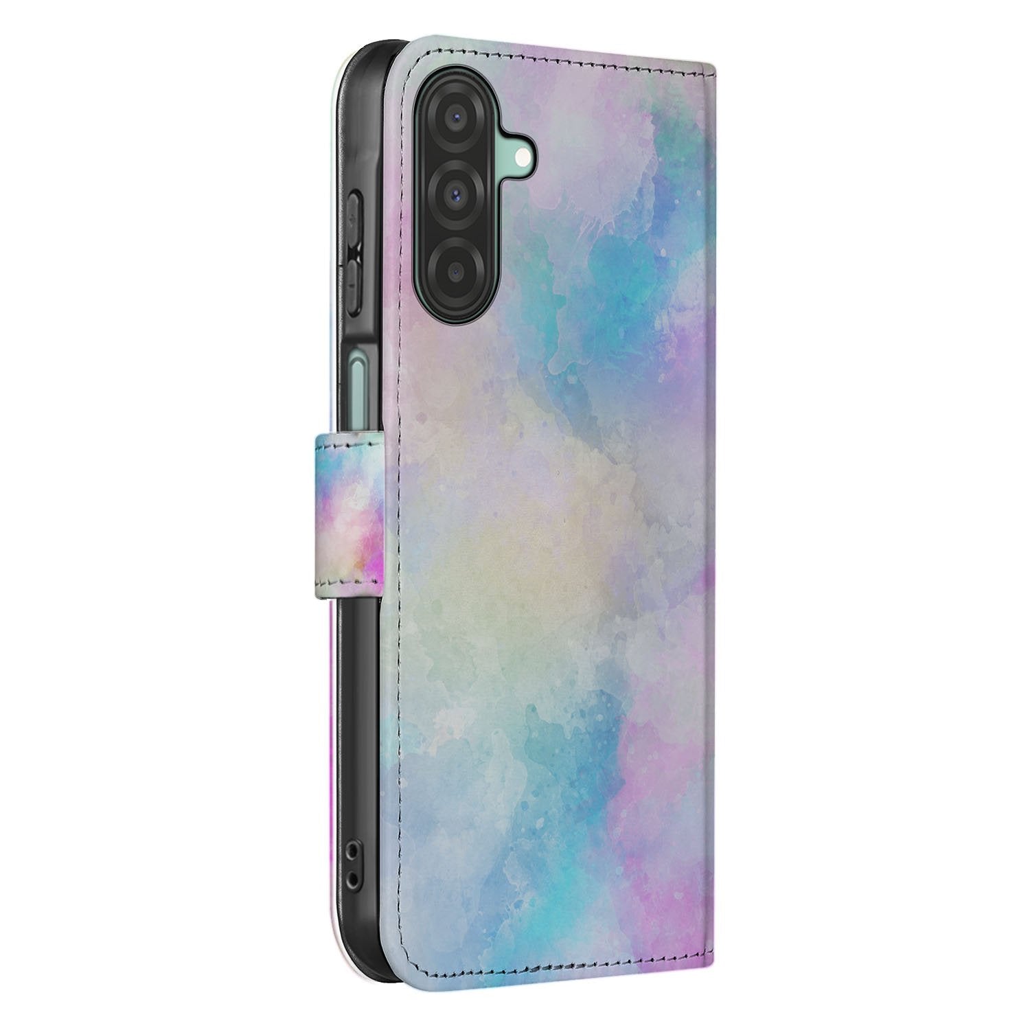 Samsung Galaxy A17 Bookcase Hoesje Met Pasjeshouder Watercolor Light zij aanzicht design pastel waterverf