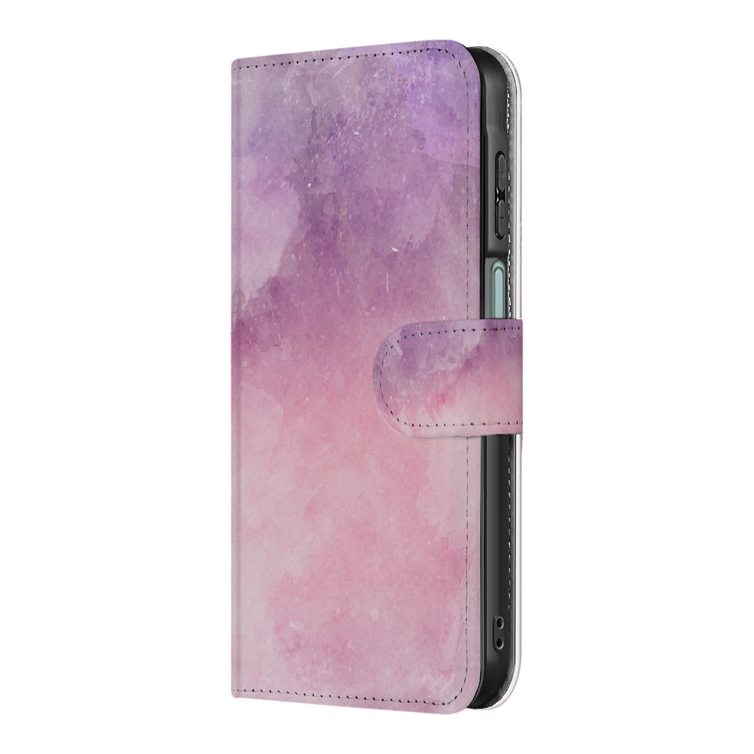 Samsung Galaxy A17 Bookcase Hoesje Roze Paars Paint TPU Bescherming bookcase hoesje roze paars aanzicht