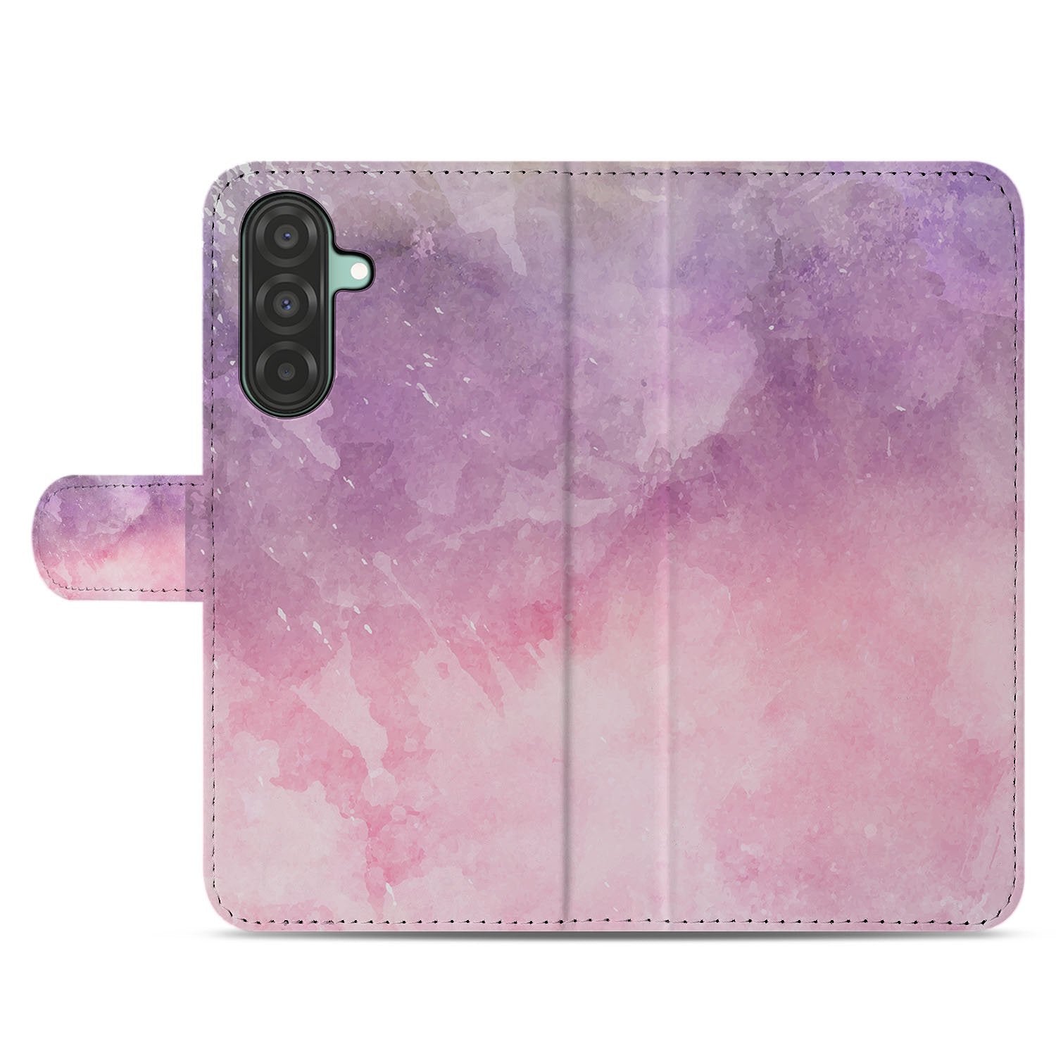 Samsung Galaxy A17 Bookcase Hoesje Roze Paars Paint TPU Bescherming design roze paarse verf aanzicht