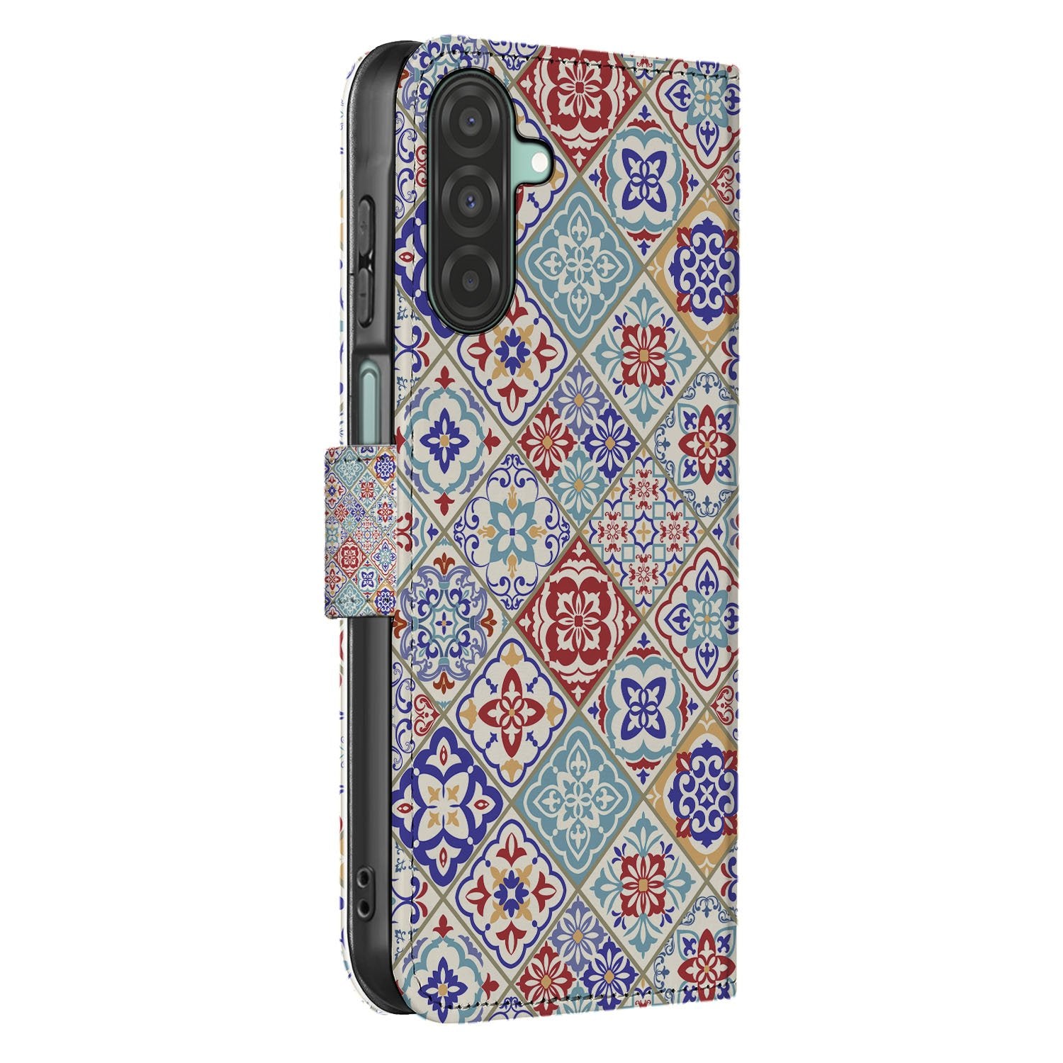 Samsung Galaxy A17 Bookcase Tiles Color Met 3 Pasjes Uniek Hoesje kleurrijk tegelmotief zijkant