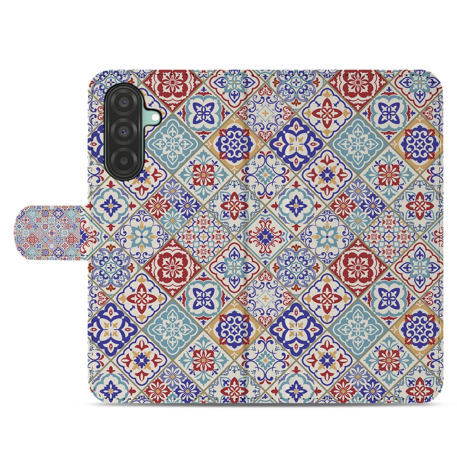 Samsung Galaxy A17 Bookcase Tiles Color Met 3 Pasjes Uniek Hoesje kleurrijk tegelmotief achterkant