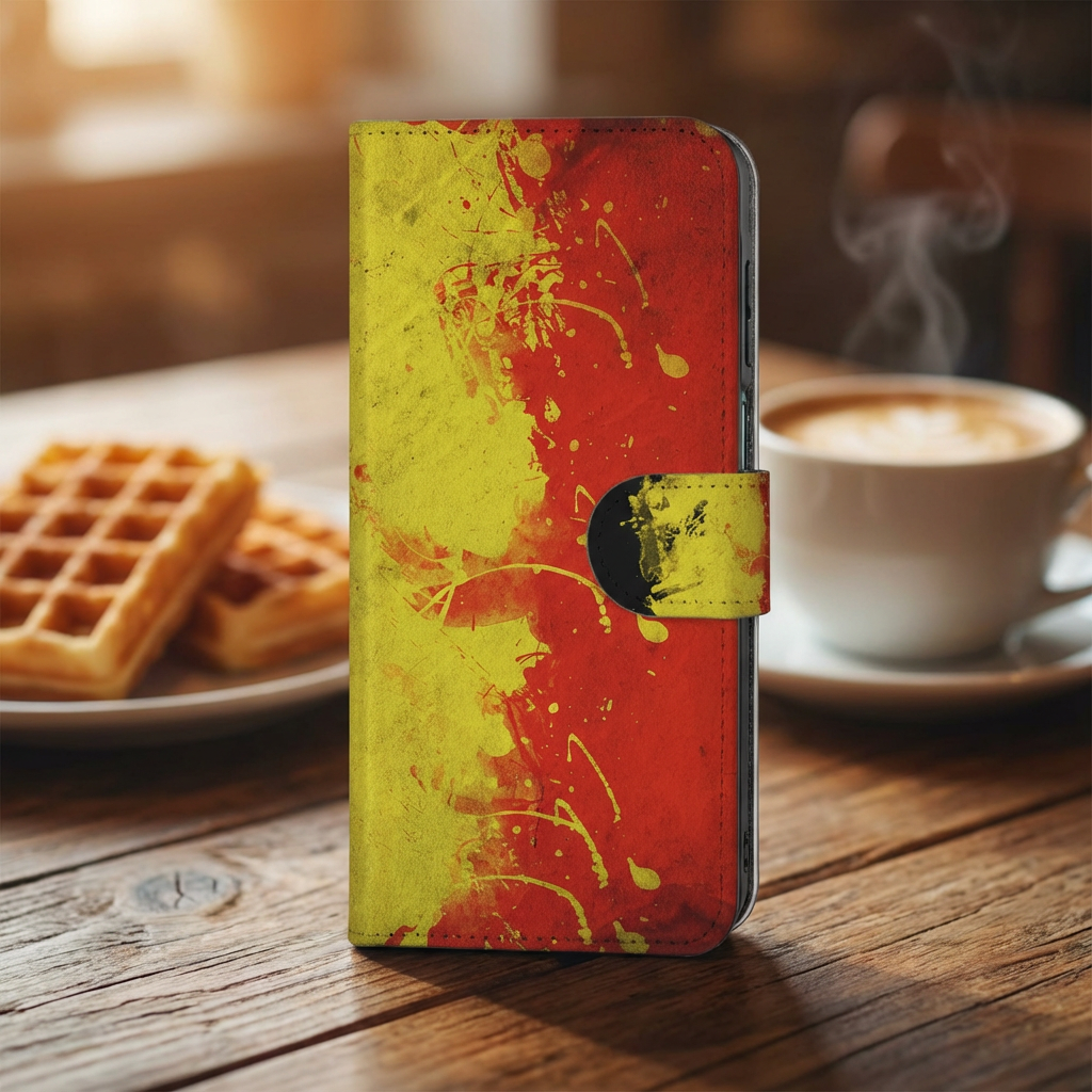 Samsung Galaxy A17 Bookstyle Hoesje Belgische Vlag Met Pasvak bookcase design geweven aanzicht