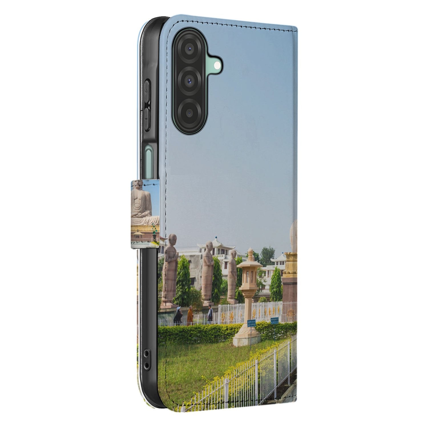 Samsung Galaxy A17 Flip Cover Boeddha boekhoesje design Boeddha aanzicht